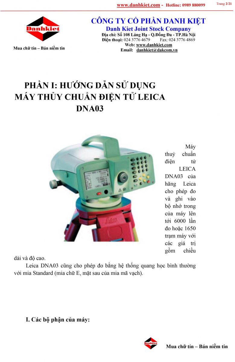 Hướng dẫn sử dụng máy thủy bình leica dna03